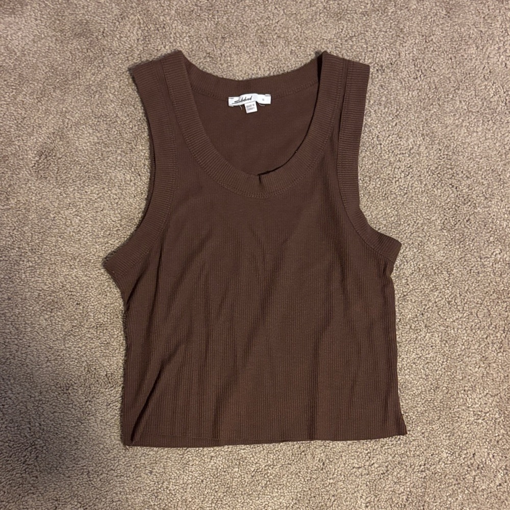 Subdued Brown Crop Sleeveless Tank Top